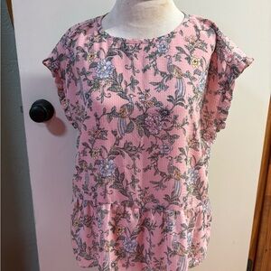 LOFT Pink Floral Blouse